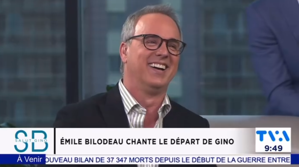 Émile Bilodeau offre une chanson à Gino Chouinard pour son départ de Salut Bonjour