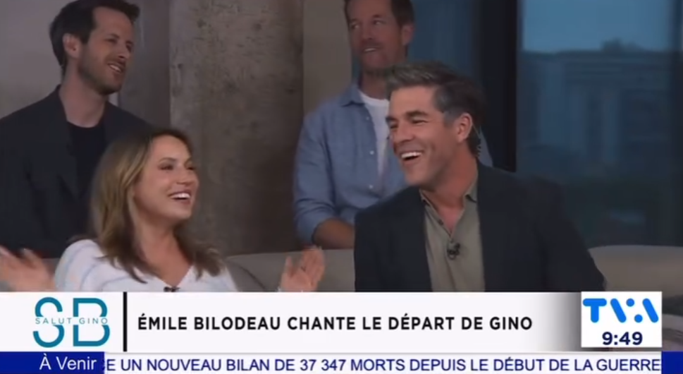 Émile Bilodeau offre une chanson à Gino Chouinard pour son départ de Salut Bonjour