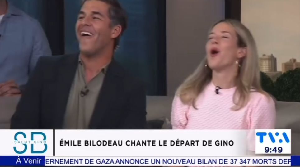 Émile Bilodeau offre une chanson à Gino Chouinard pour son départ de Salut Bonjour