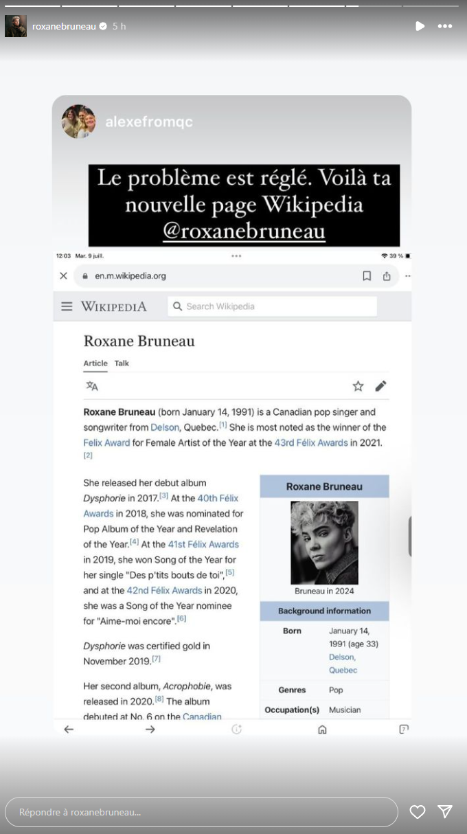 Roxane Bruneau fait éclater de rire tout le monde en parlant de sa page Wikipédia