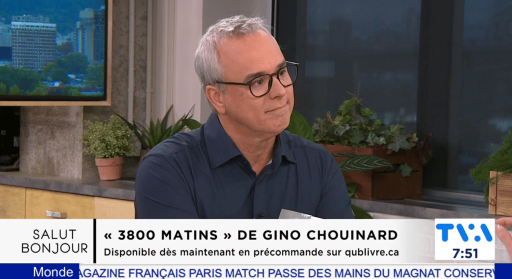 Gino Chouinard fait son retour sur le plateau de Salut Bonjour pour annoncer son nouveau projet