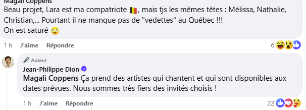 Jean-Philippe Dion annonce une série avec Lara Fabian et il réplique à une internaute qui le critique