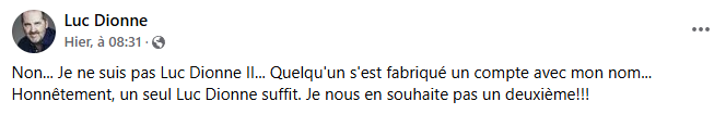 Après le début de Dumas, Luc Dionne répond au journaliste Richard Therrien 