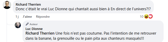 Après le début de Dumas, Luc Dionne répond au journaliste Richard Therrien 