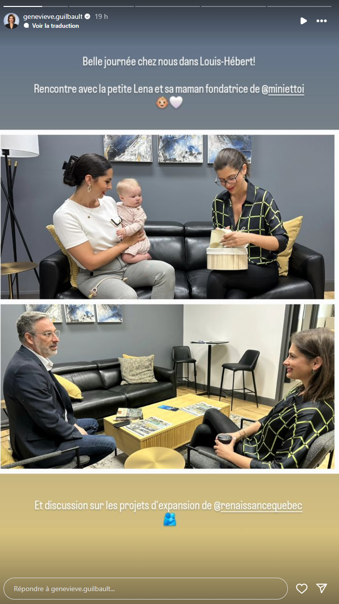 Geneviève Guilbault présente un invité spécial qui a visité son bureau