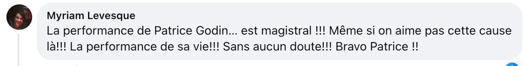 Un commentaire sur Patrice Godin revient très souvent après l'épisode de ce jeudi d'Indéfendable