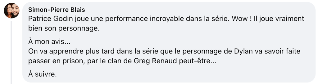 Un commentaire sur Patrice Godin revient très souvent après l'épisode de ce jeudi d'Indéfendable