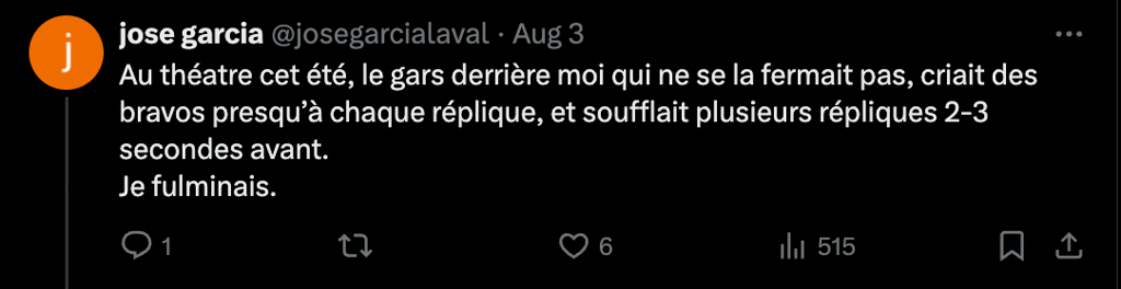 Alex Perron pète sa coche contre les personnes qui sont sur leur téléphone au cinéma