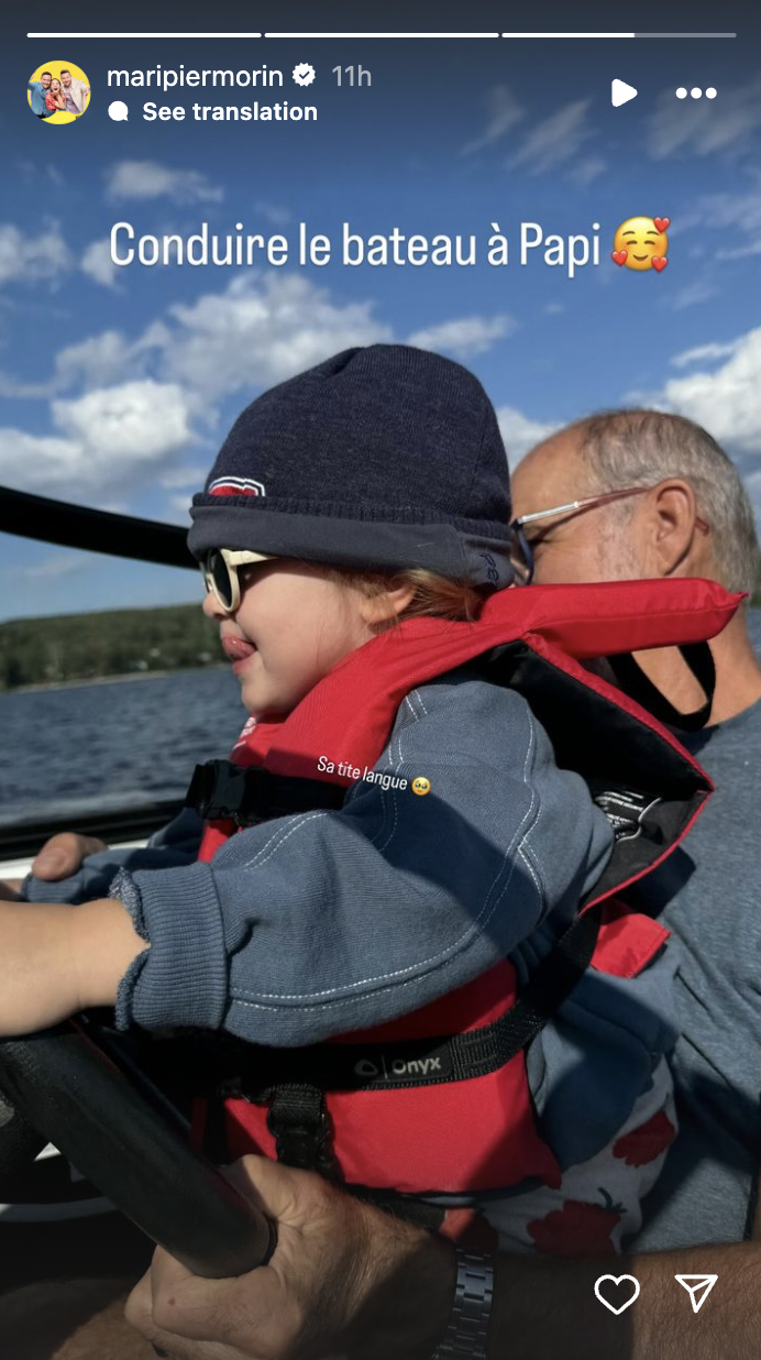 La fille de Maripier Morin vit un moment magique avec son grand-papa