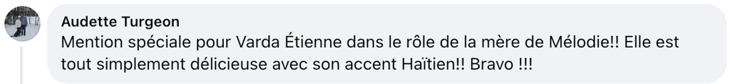 Varda Étienne reçoit une énorme vague d'amour après sa performance dans Indéfendable. 