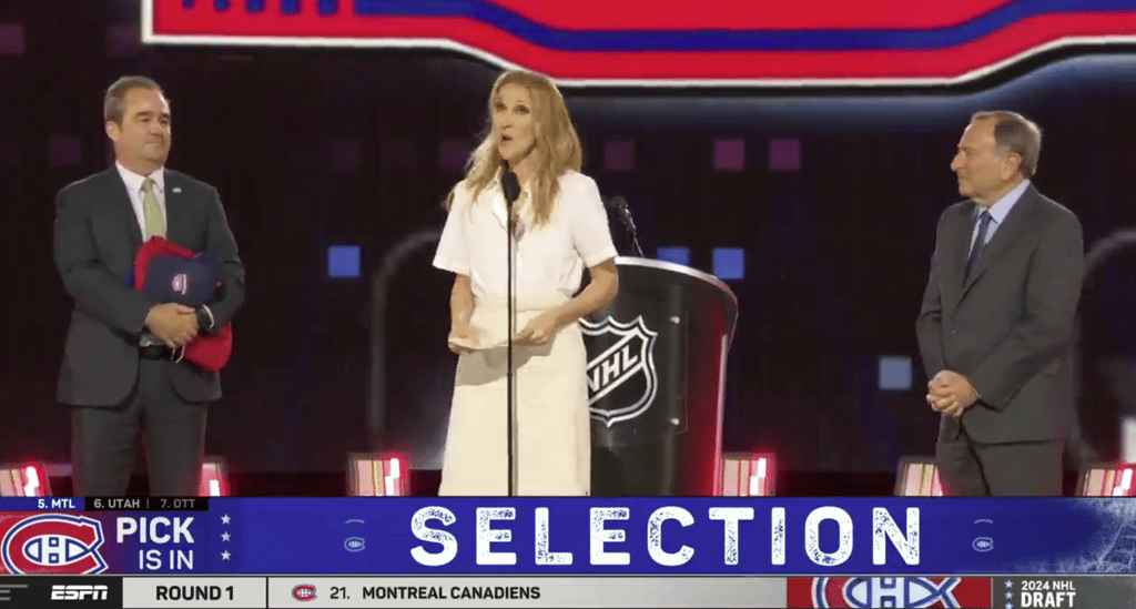 Céline Dion brise le silence en français après avoir sélectionné un joueur du Canadien au repêchage de la LNH