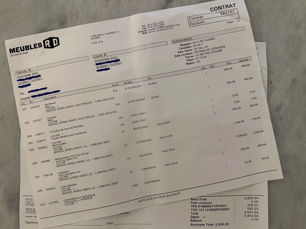 Éric Duhaime offre son support à Meubles RD avec une grosse facture de 6000$