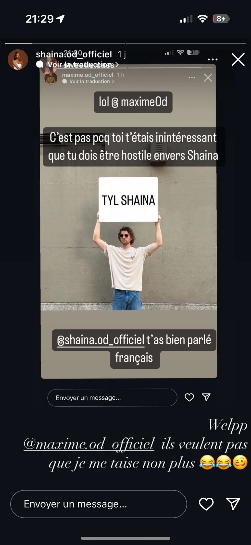 Ça brasse entre Maxime et Shaïna d'Occupation Double, suite à l'heure de vérité