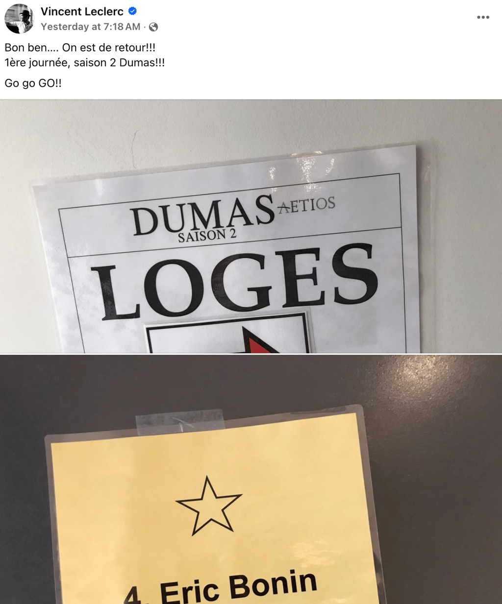 Vincent Leclerc fait une annonce réjouissante pour les fans de Dumas 