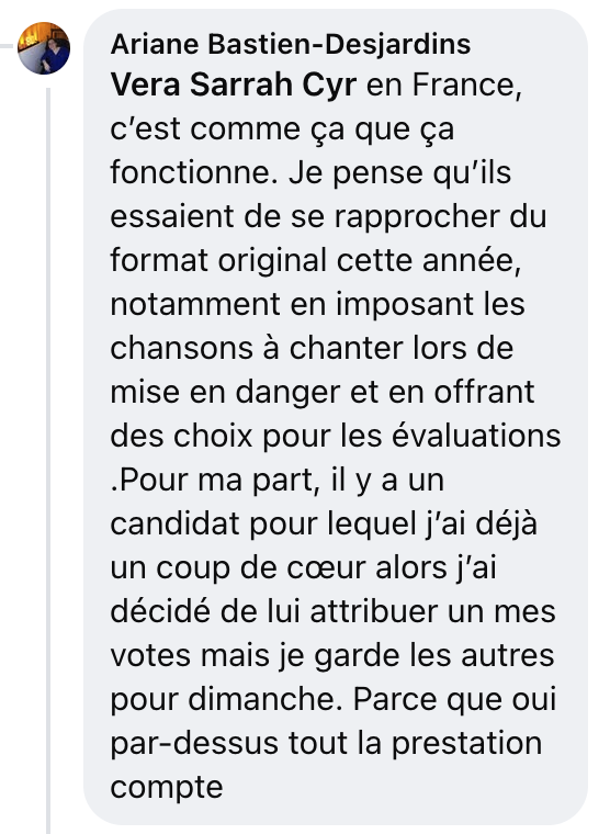 Un commentaire revient souvent après le lancement des votes de Star Académie ce mardi