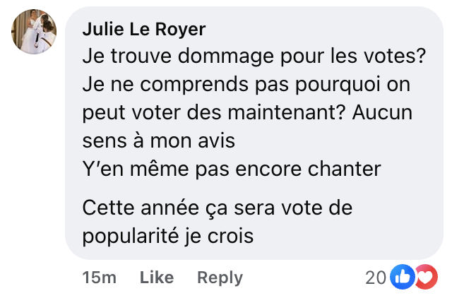 Un commentaire revient souvent après le lancement des votes de Star Académie ce mardi