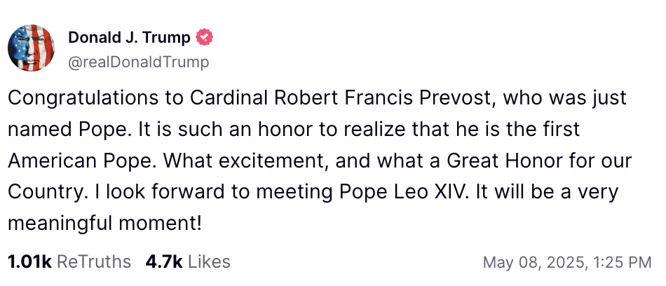 Donald Trump réagit à l'élection du nouveau pape et ça confirme ce qu'on pensait