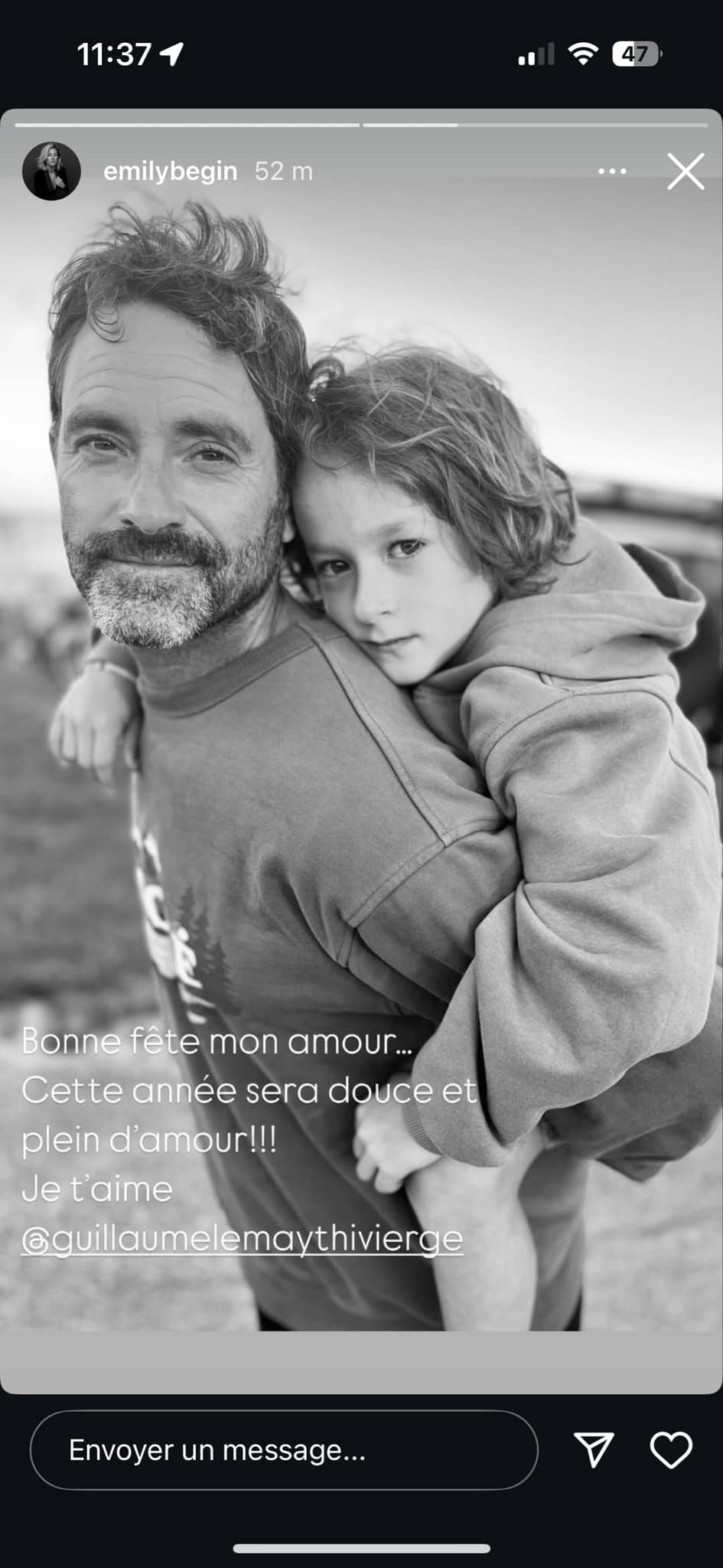 Émily Bégin souhaite bonne fête à Guillaume Lemay-Thivierge avec une adorable photo et un détail retient l'attention