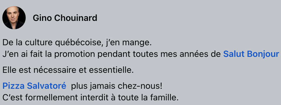 Gino Chouinard remâche ses mots alors qu'une de ses publications devient virale