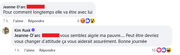 Elle critique Kim Rusk avec un commentaire blessant et cette dernière lui cloue le bec de la meilleure façon