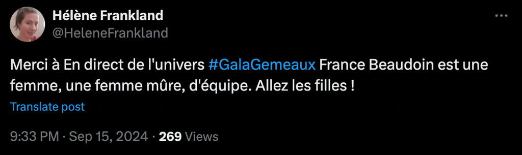 France Beaudoin livre le meilleur discours des Gémeaux avec un puissant coup de gueule 