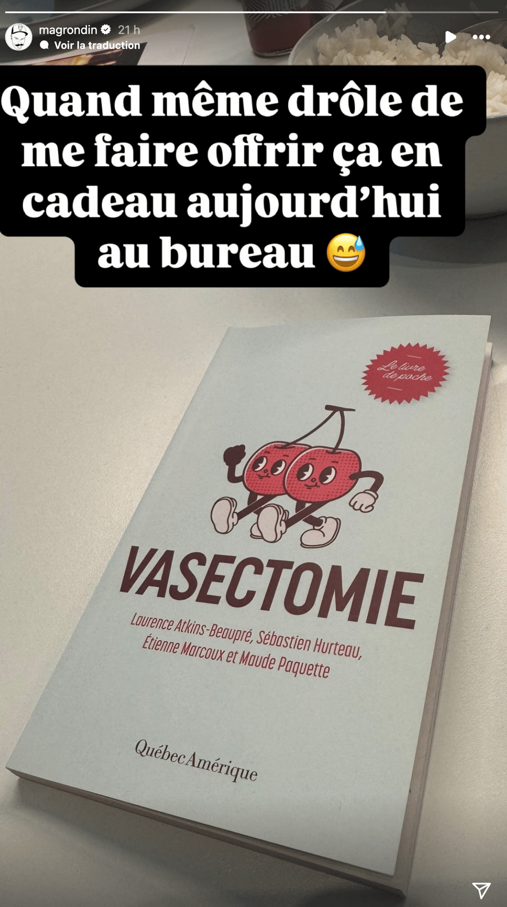 Après l'annonce de Sarah-Jeanne Labrosse, Marc-André Grondin révèle le cadeau inusité qu'il a reçu