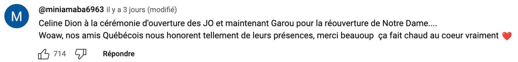 La prestation de Garou vole la vedette lors de la réouverture de la cathédrale Notre-Dame de Paris.