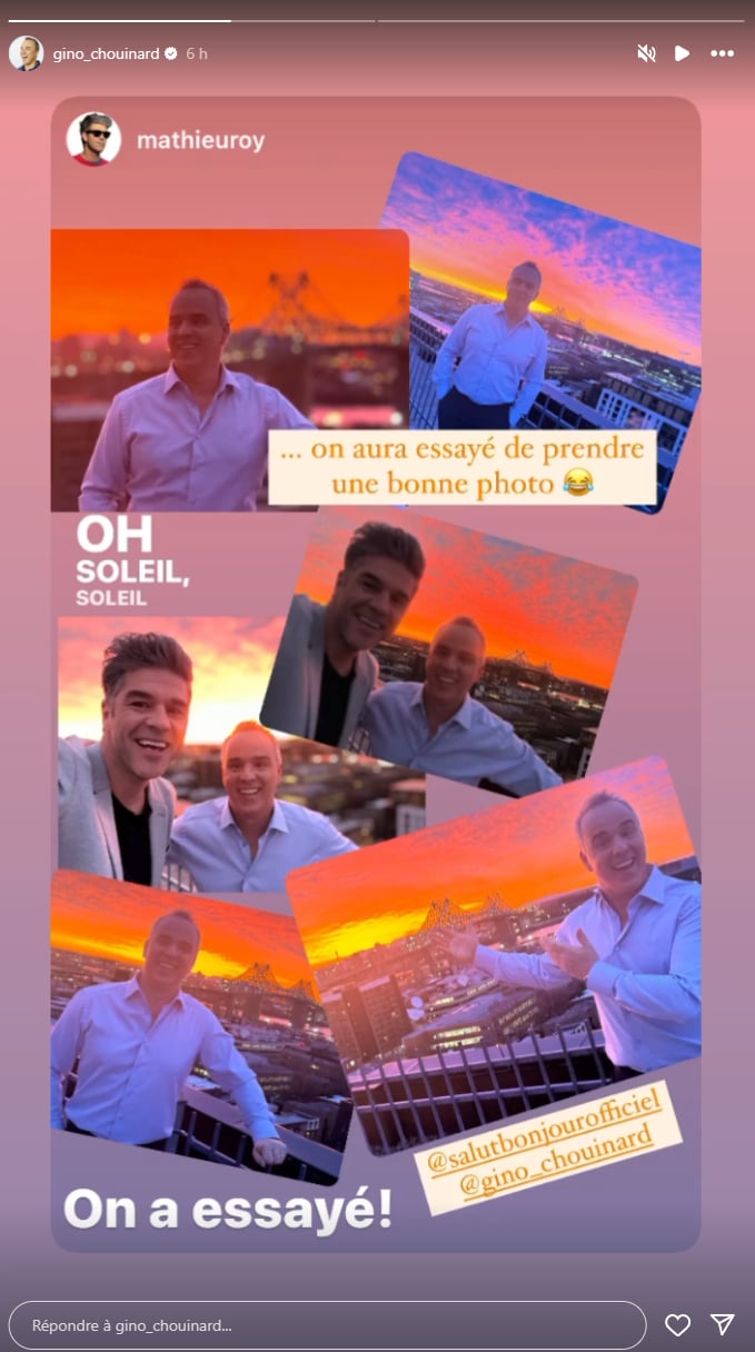 Gino Chounard et Mathieu Roy s'éclatent et prennent la pose avec un lever de soleil à couper le souffle