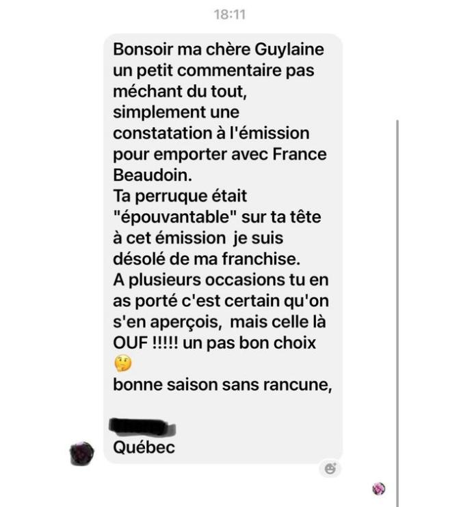 Guylaine Tremblay répond à une internaute qui insulte son look