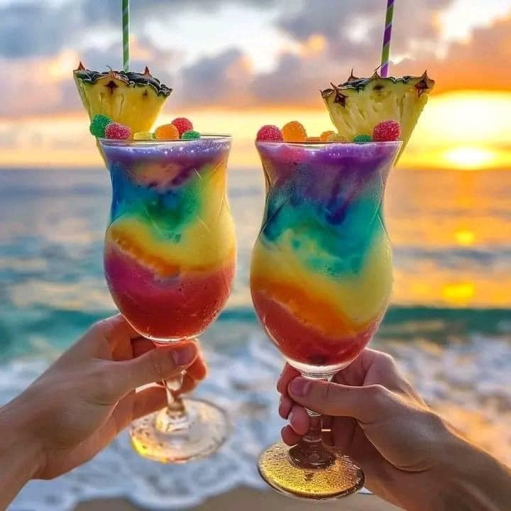 Un verre d’été: la piña colada arc-en-ciel!