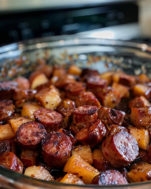 Hallucinates bouchées de kielbasa aux pommes à la mijoteuse