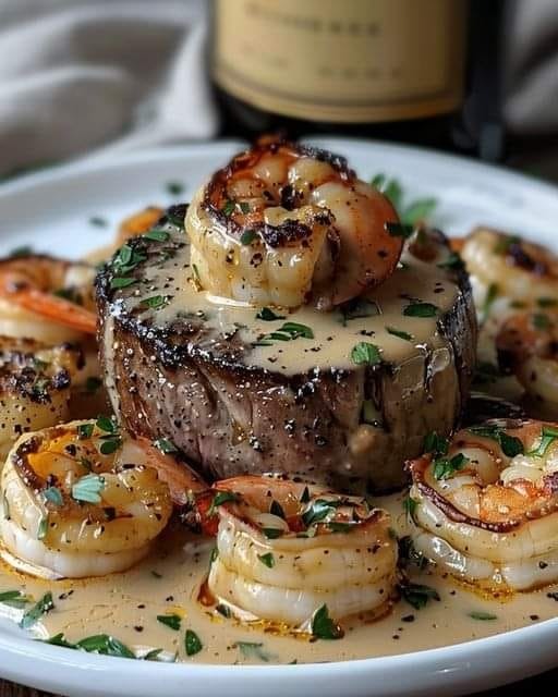 Vous craquerez pour ce filet mignon aux crevettes et sa sauce crémeuse au homard