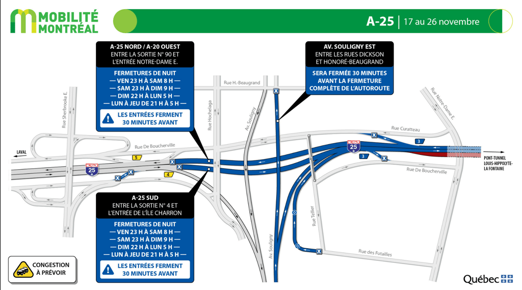 Les déplacements automobiles seront épouvantables dans les secteurs suivants à partir d'aujourd'hui.