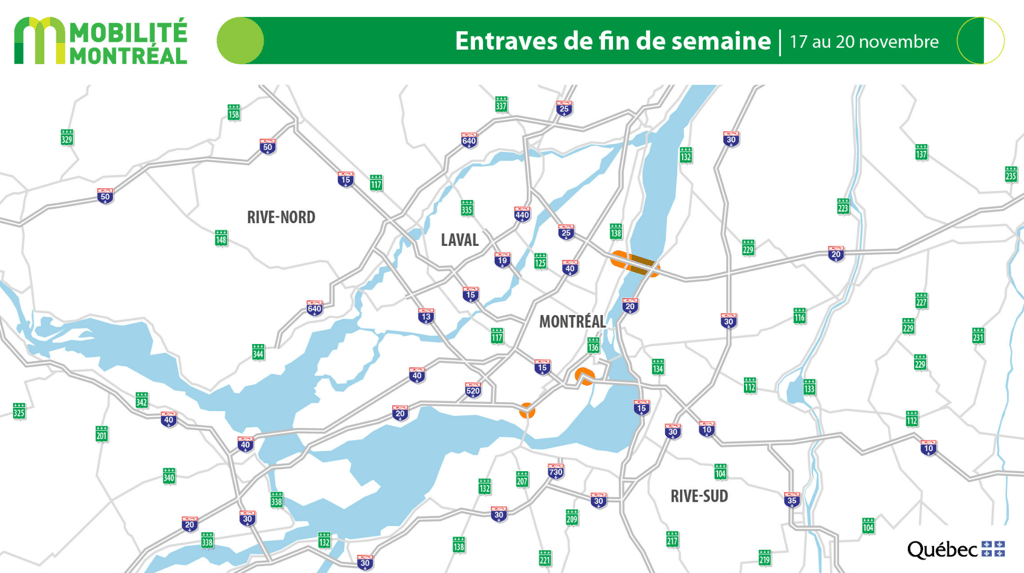 Les déplacements automobiles seront épouvantables dans les secteurs suivants à partir d'aujourd'hui.