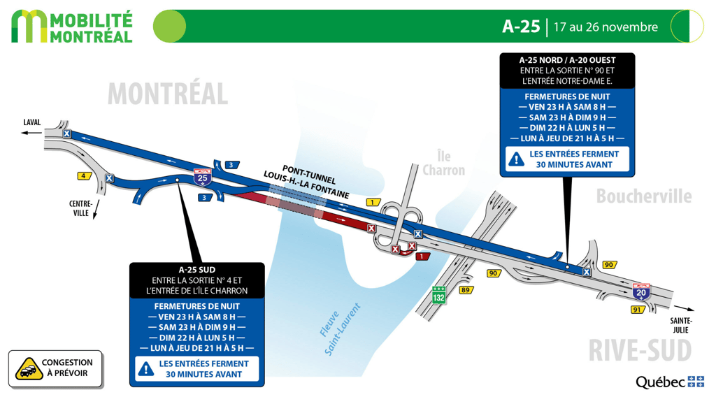 Les déplacements automobiles seront épouvantables dans les secteurs suivants à partir d'aujourd'hui.