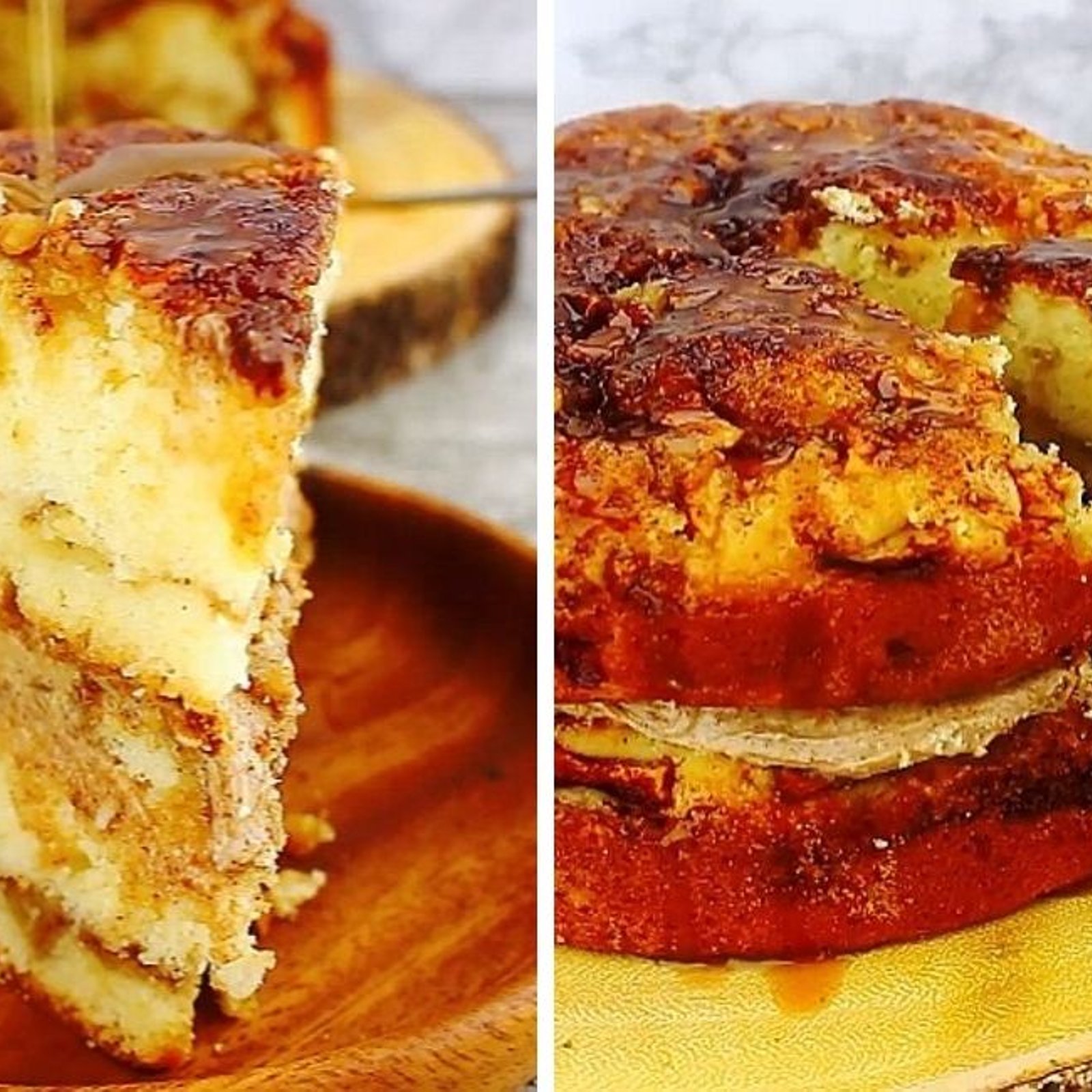 Divin gâteau moelleux pommes-cannelle au caramel