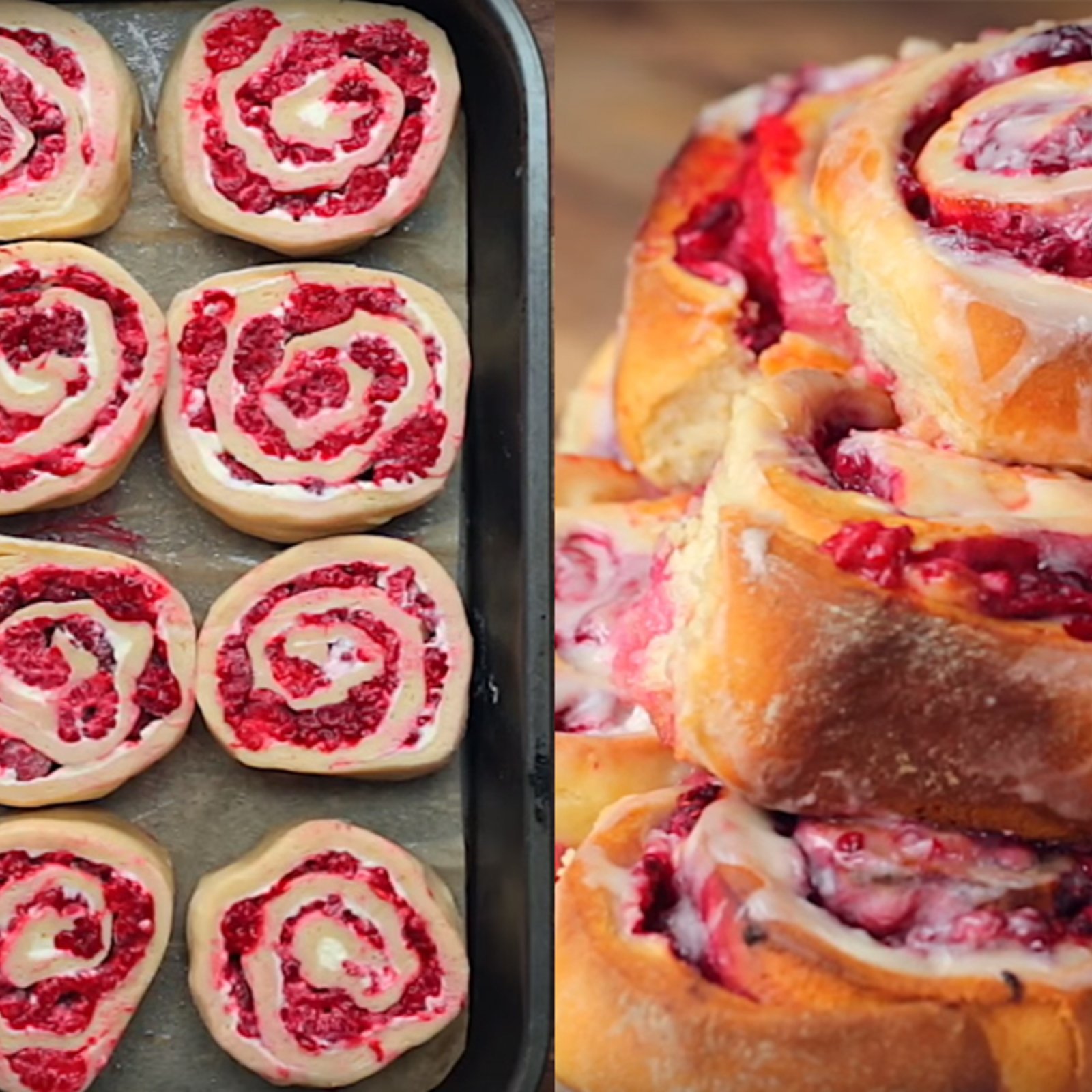 Délicieuses brioches aux framboises faites maison