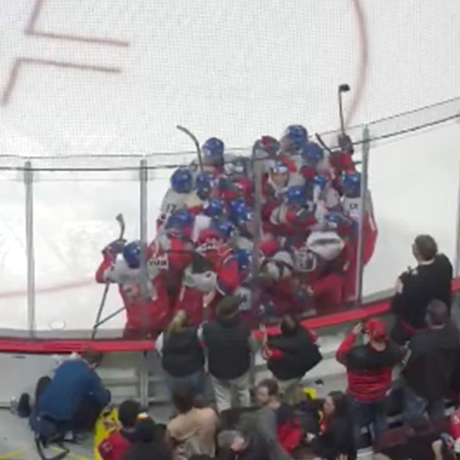 Canadian fans throw jerseys and trash on the ice as Czechia celebrate victory