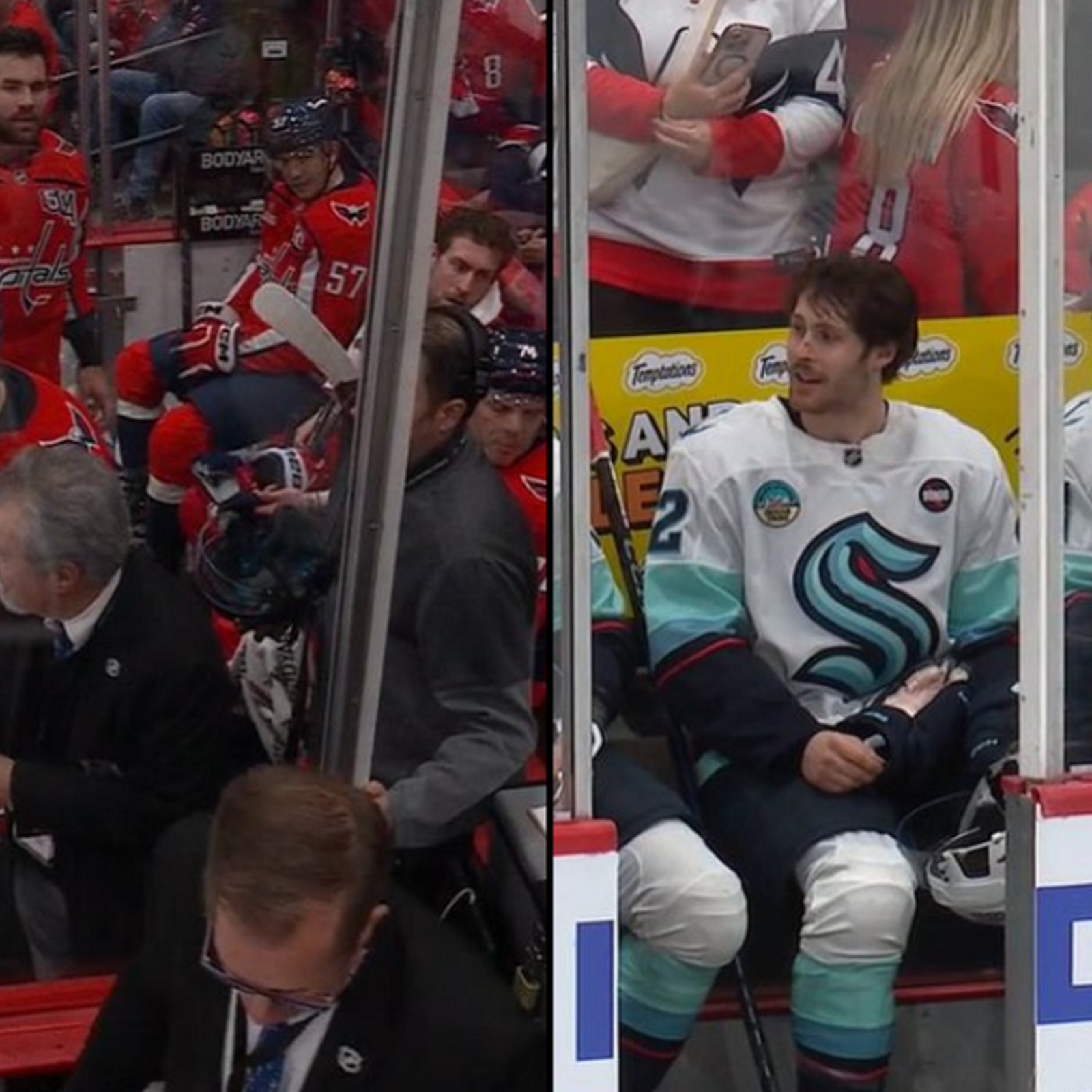 Penalty boxes overflow after all hell breaks loose between Kraken and Capitals.