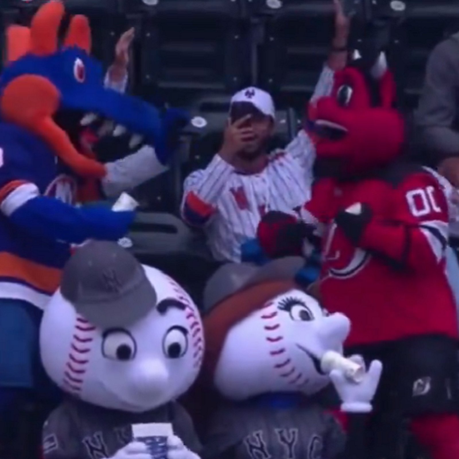 2 NHL mascots get into a fight during MLB game on Saturday.