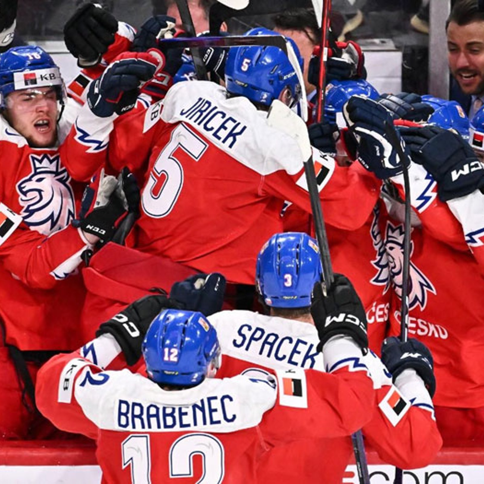 Czechia celebrates by singing Canada's goal song in their dressing room after the game