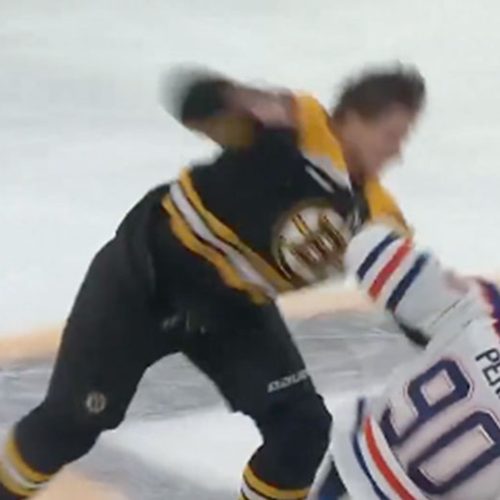 Trent Frederic uses Corey Perry as a punching bag in spirited bout at center ice!