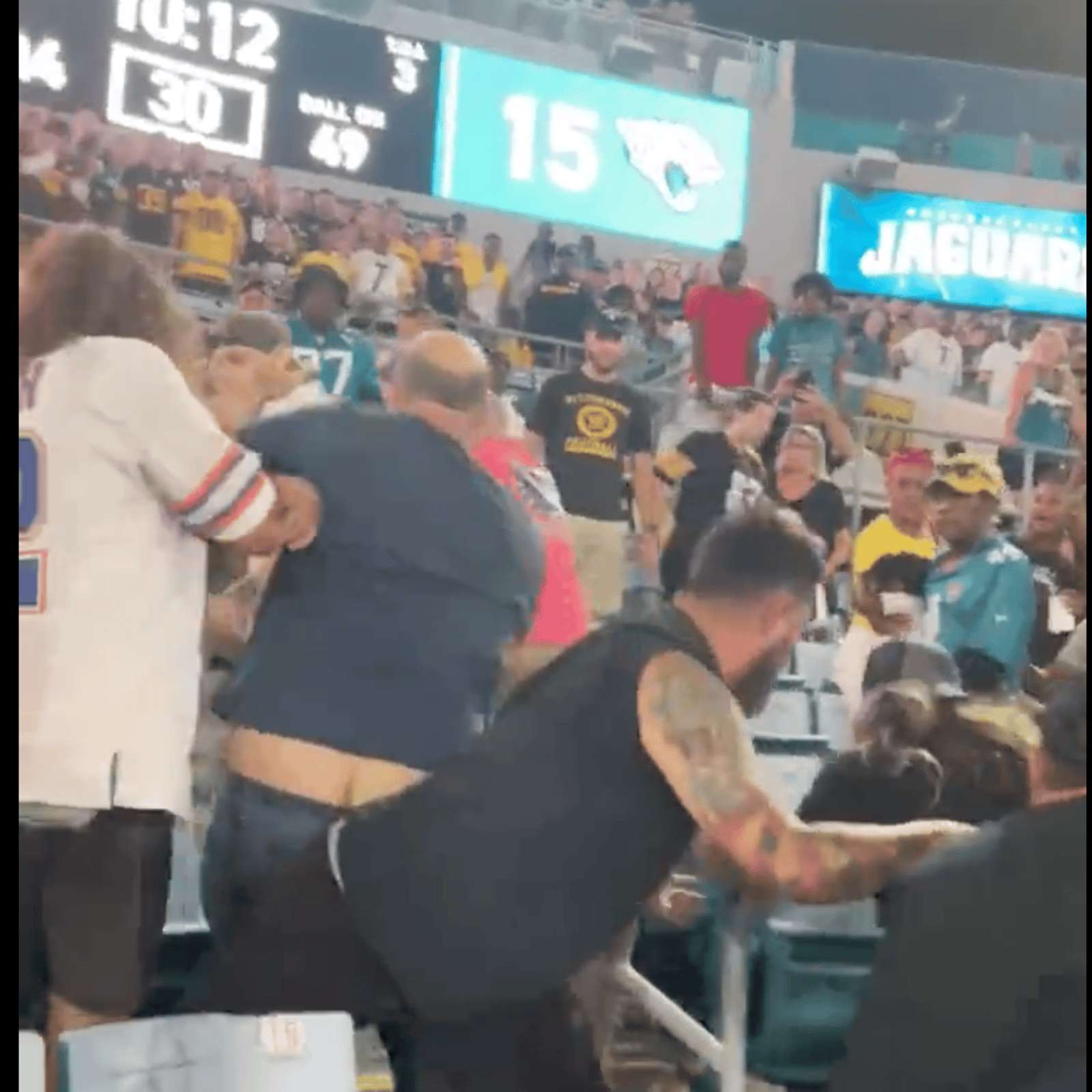 Massive fan brawl during Steelers-Jaguars game goes viral! 