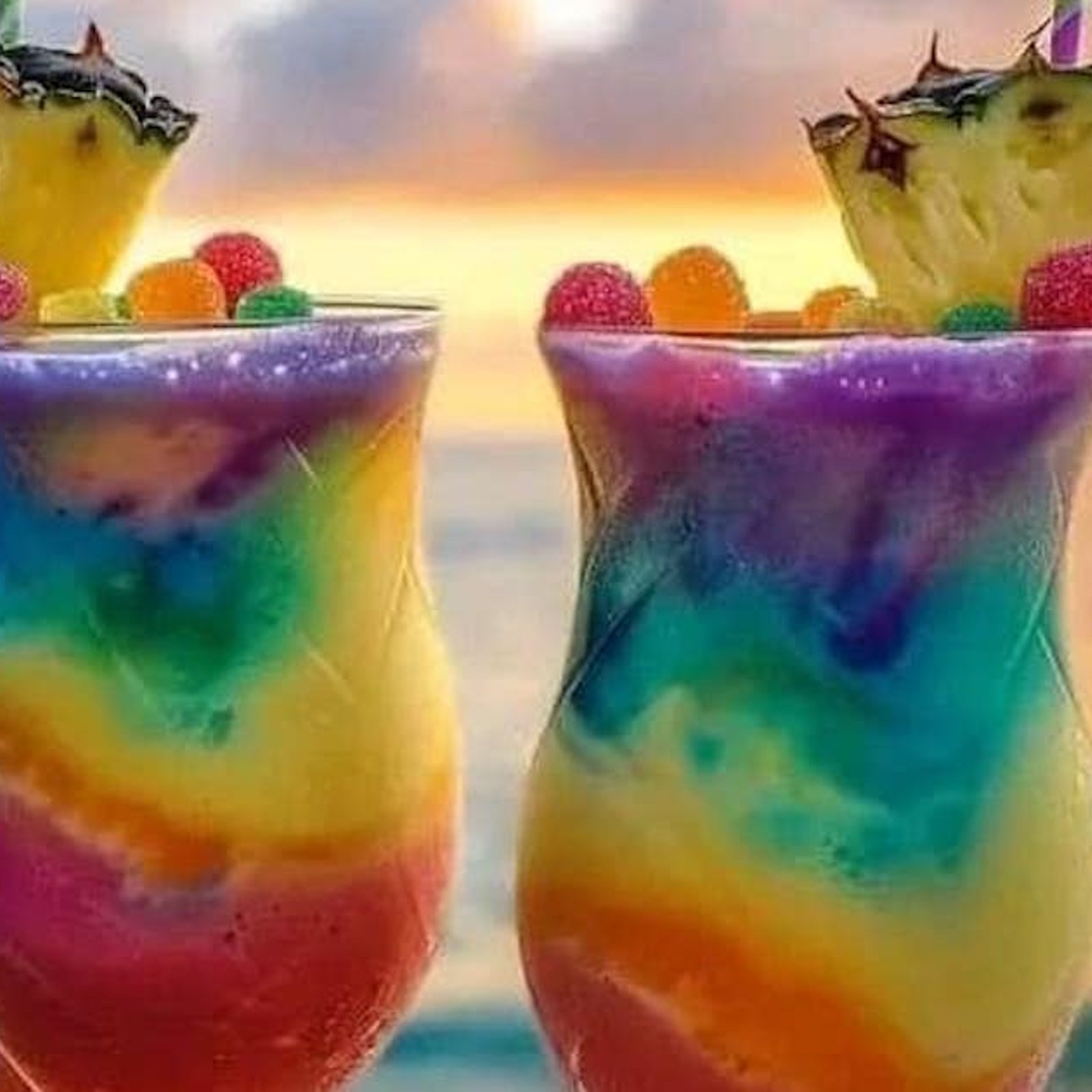 Un verre d’été: la piña colada arc-en-ciel!