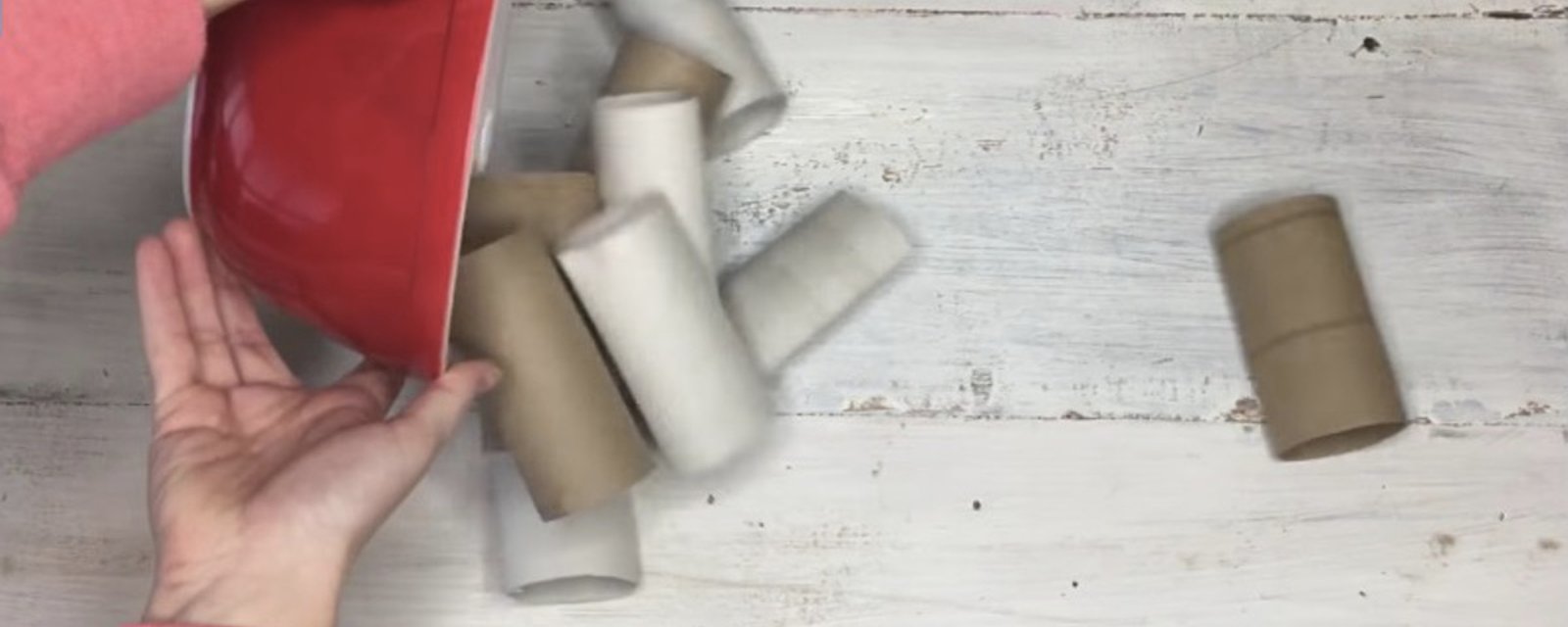 Elle récupère un sac en papier et des rouleaux de papier hygiénique pour les bricoler! Son idée est surprenante! 