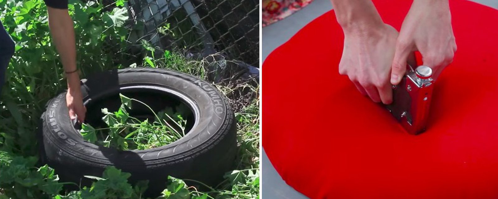 Elle récupère ses 4 pneus trop usés! En un après-midi, elle réalise son mobilier de jardin! 