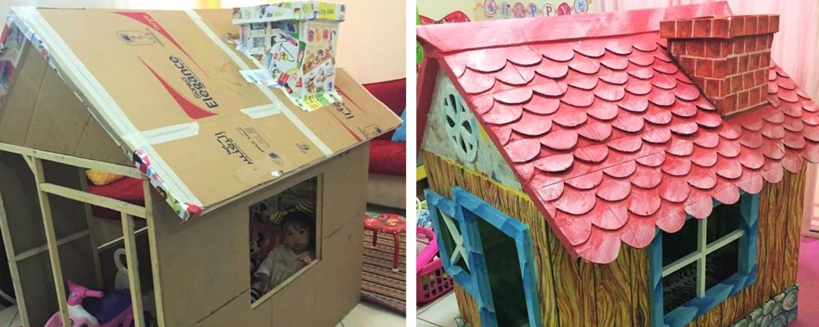 En récupérant du carton et du bois, ce super grand-papa fabrique la plus adorable des maisons pour sa petite fille! 