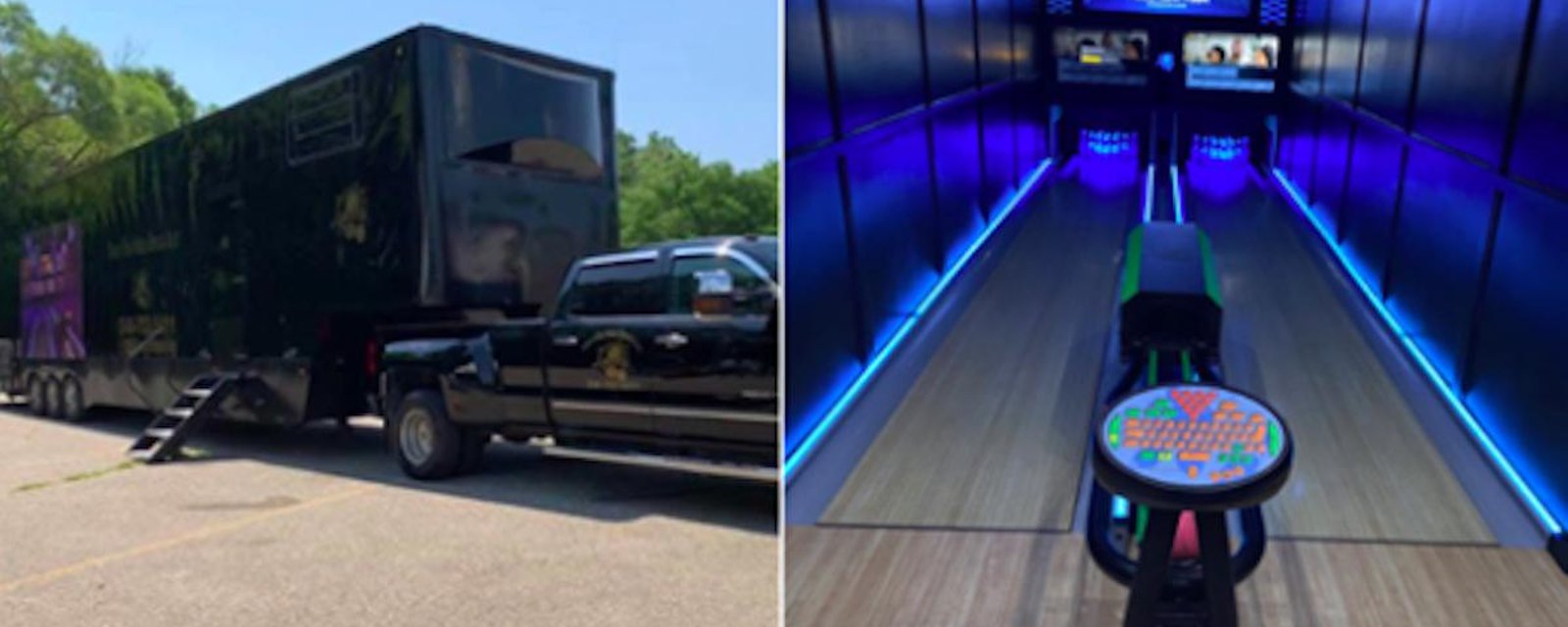 Un homme a transformé une remorque en allée de bowling mobile