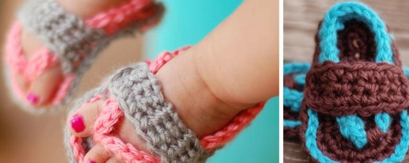 Patron gratuit et vidéo pour apprendre à faire des sandales pour bébé fille ou garçon, au crochet! 