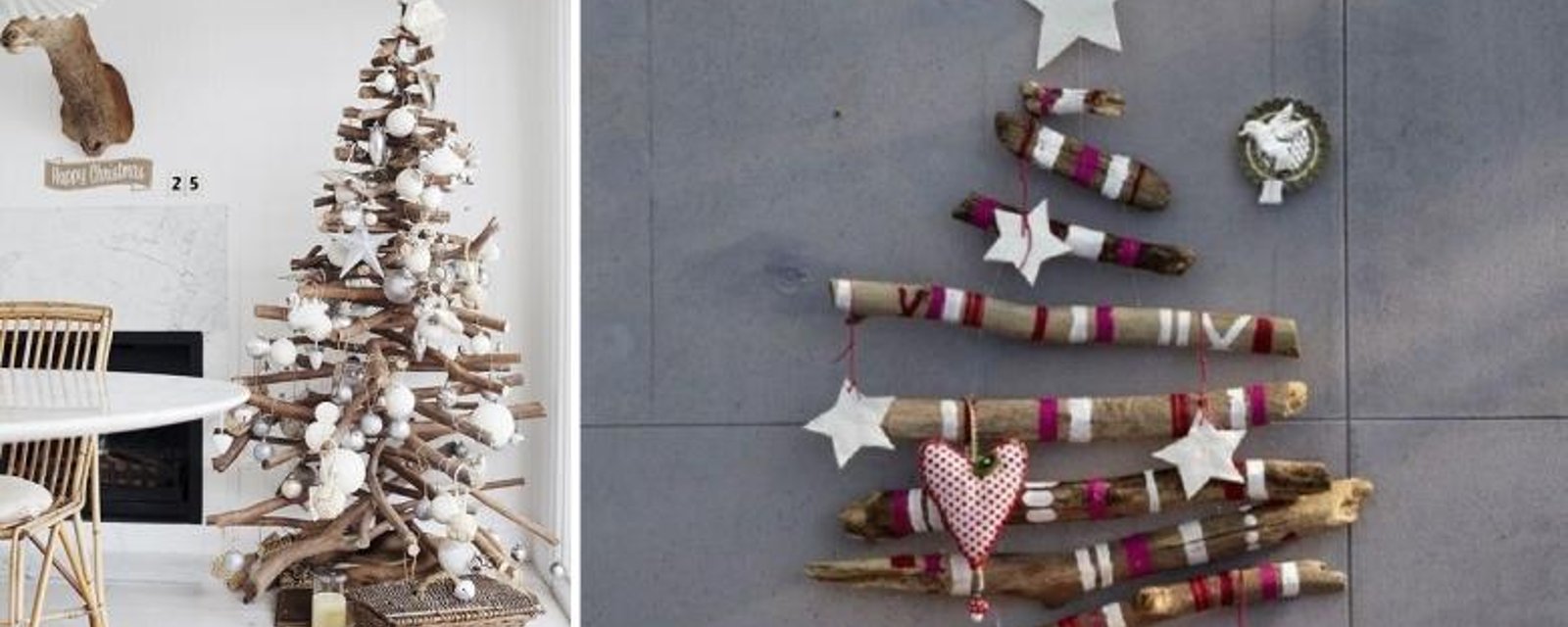 25 inspirations pour fabriquer soi-même un sapin de Noël, avec des branches! 